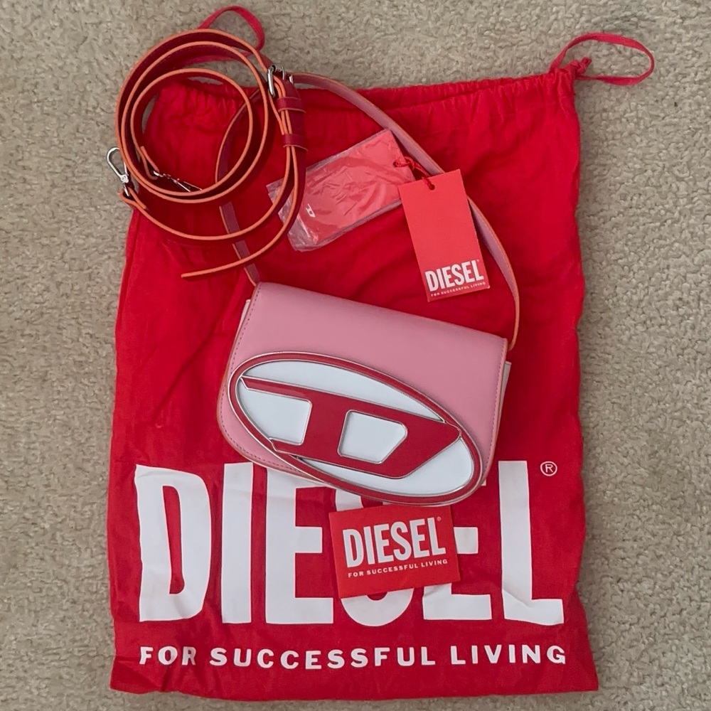 Diesel 1DR Pink and Red Crossbody Bag